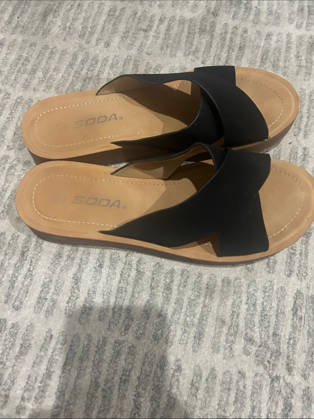 Soda Black Crisscross Slide Sandals